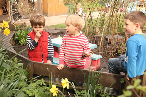 Talking about the bug found in the garden at Acorns Nursery School, Cirencester.