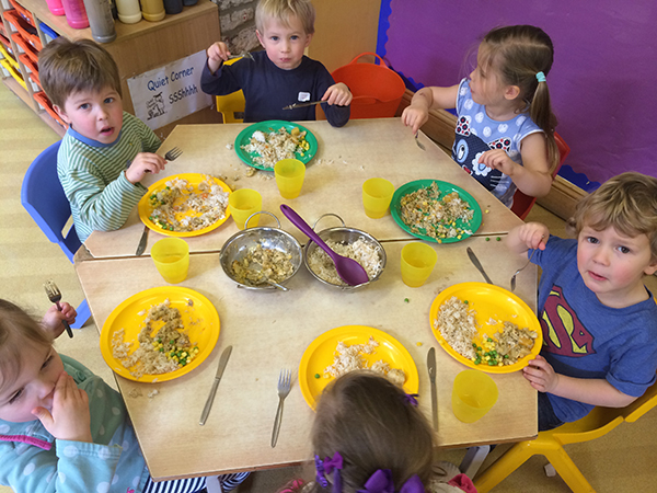 Pre-school lunch Acorns Nursery School in Cirencester.