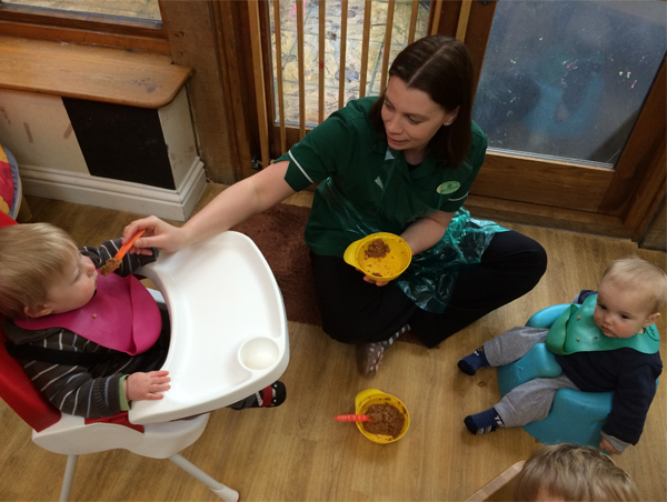 food8 Lunch time for the babies at Acorns Nursery School, Cirencester.