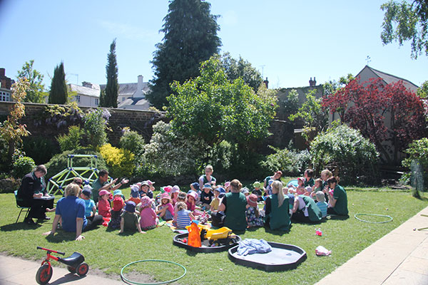 The main garden at Acorns Nursery School Cirencester