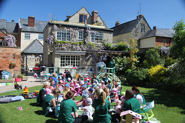 The main garden at Acorns Nursery School Cirencester