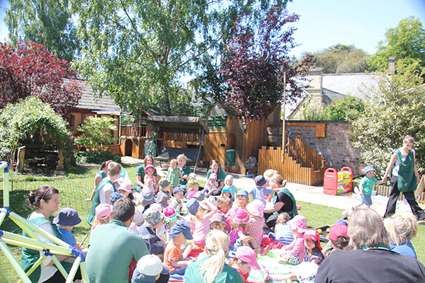 The main garden at Acorns Nursery School Cirencester