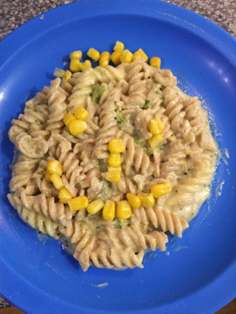 Salmon and Broccoli pasta at Acorns Nursery School Cirencester