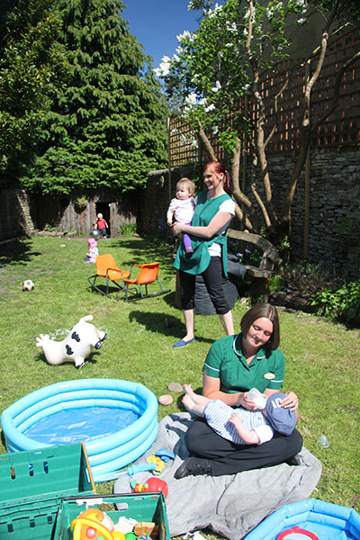 The mud kitchen garden at Acorns Nursery School Cirencester