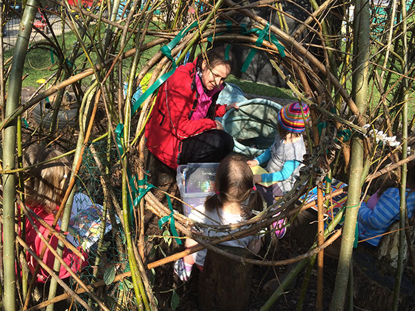 The mud kitchen garden at Acorns Nursery School Cirencester